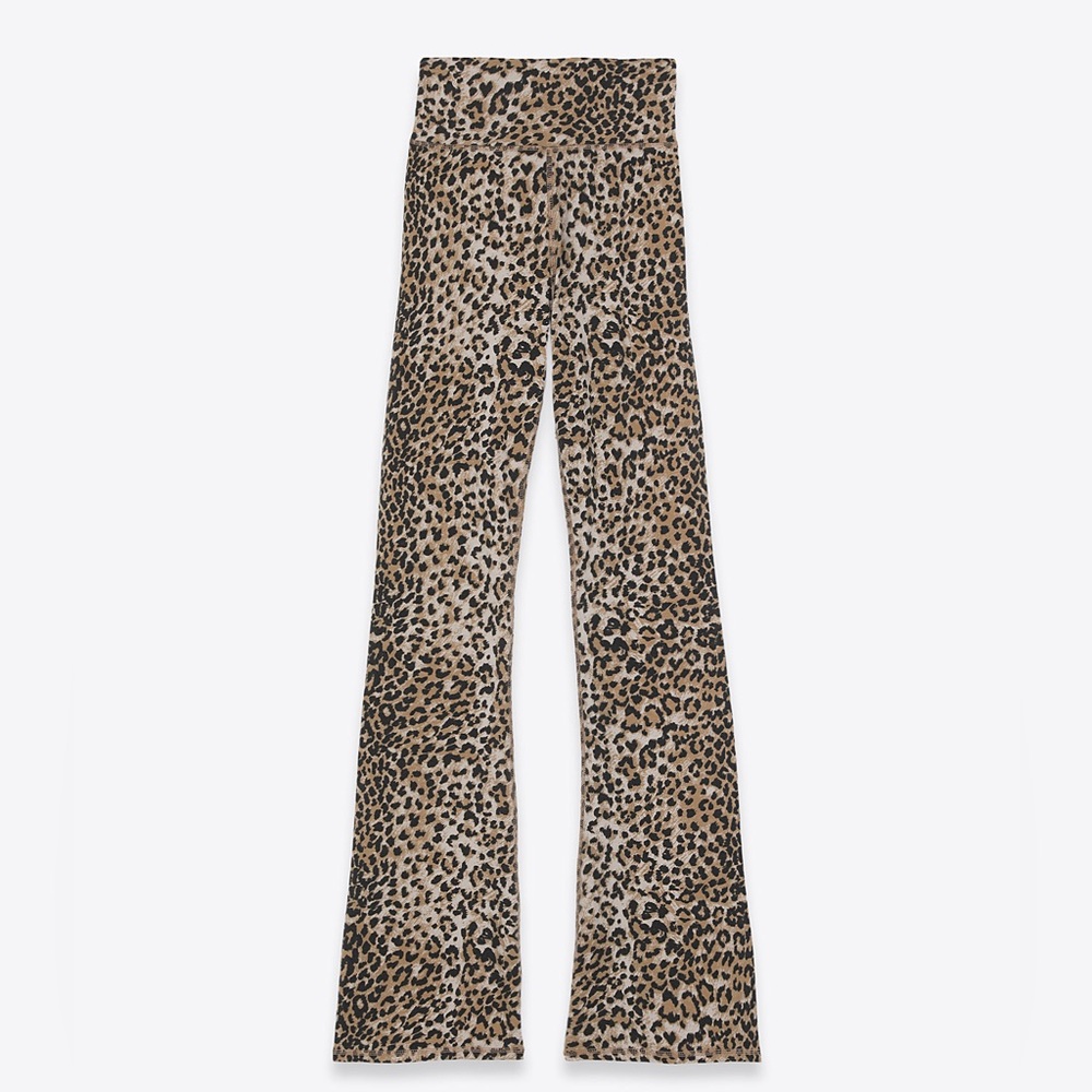 NWT RAGDOLL LA Tan & Black LEOPARD Print FLARE Leggings / Sz Medium M